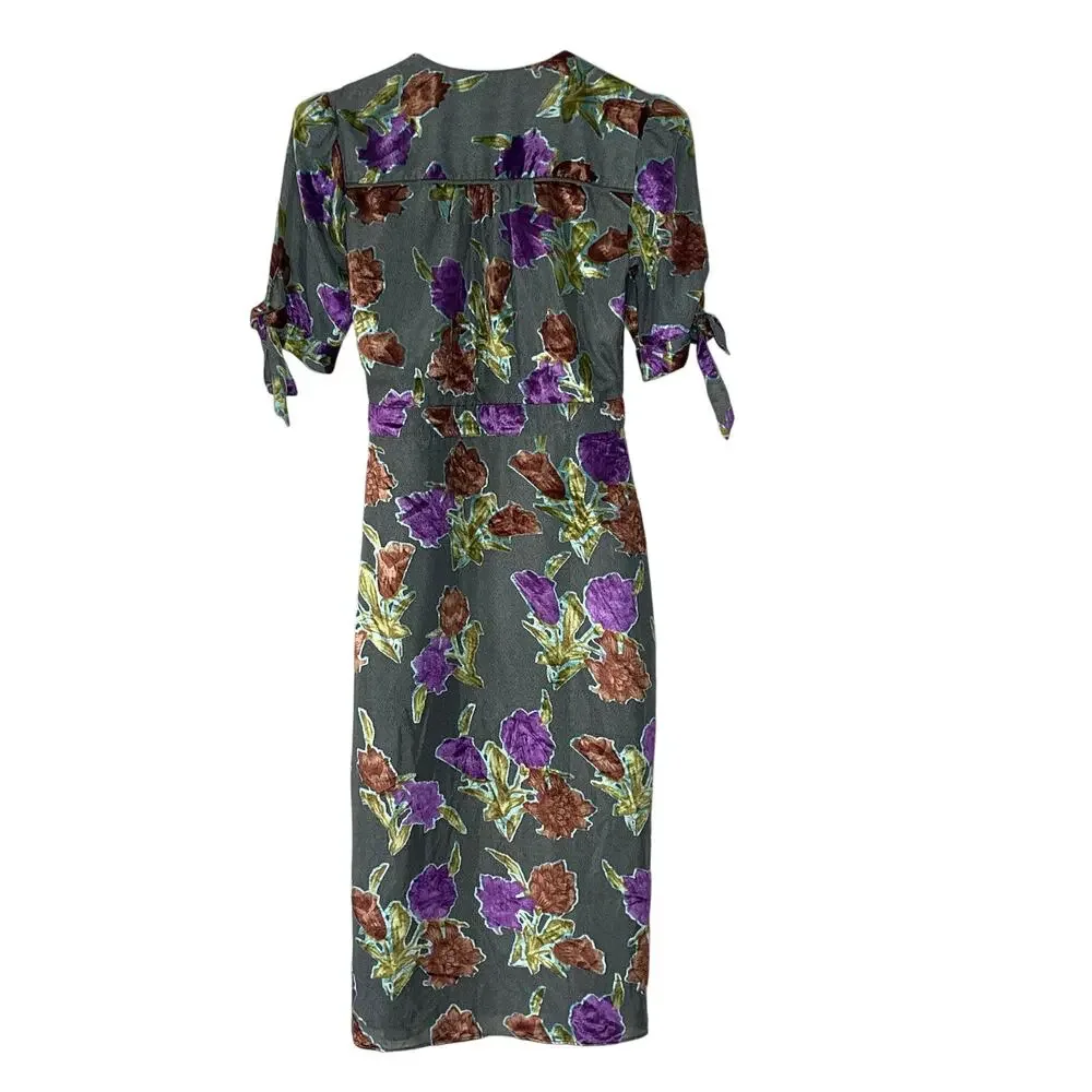 SAYLOR BURNOUT VELVET  FLORAL PRINT WRAP DRESS SIZE‎ S